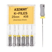 6 sztuk/paczka AZDENT Dental Hand Use k-files 25mm endodontyczne pliki kanałów korzeniowych dentysta narzędzia laboratorium dentystyczne instrumenty 4